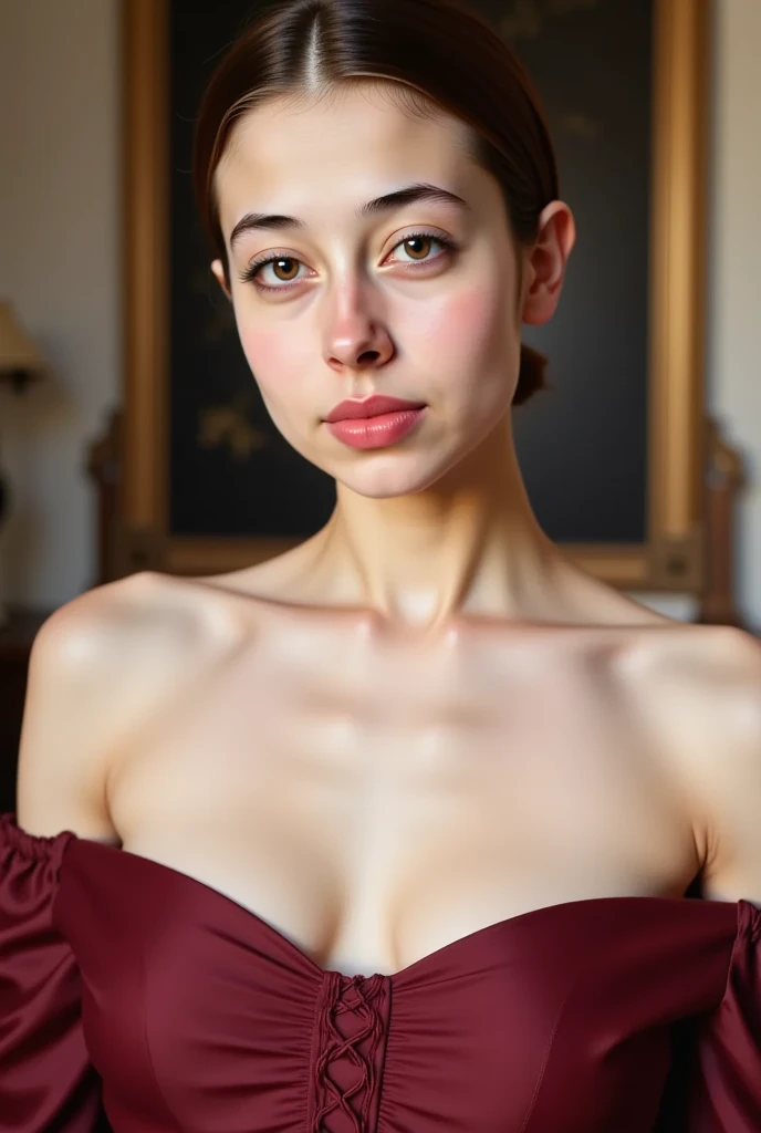 Kimbra in Seville with lipstick completely naked and smiling
