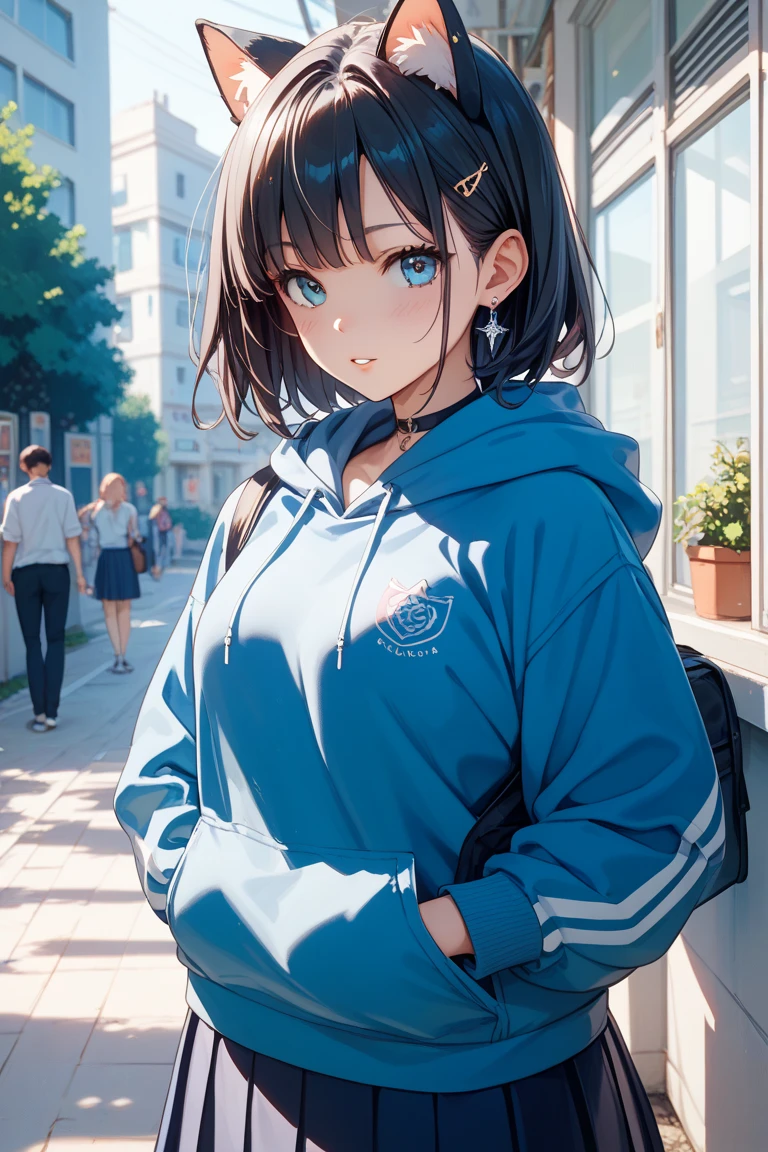 ，（masterpiece，top quality），sports，Lightweight hoodie，Dark-haired