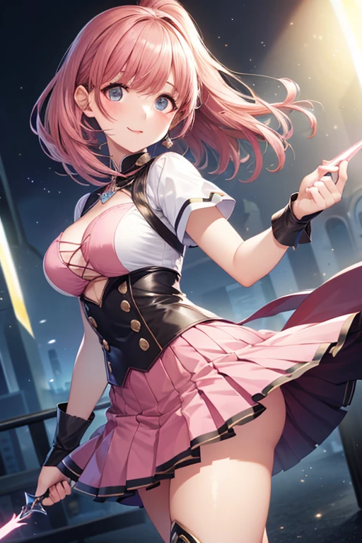 mahoushoujo, jukujo, milf, (mother), 40 years old, mature woman, Adult face, mature face, (((super giant breasts))), (((super giant ass))), (((super gigantic thighs))), fat belly, (Married woman), Brown eyes, A woman has small wrinkles under her eyes, Pink lips,pink hair, maho shoujo hairstyle, lush ponytail, (Create a great atmosphere), Mom With Big Breasts, Mahou Shoujo pink dress, Mahou Shoujo short dress, Panties under the skirt are visible, Visible areolas, her dress is too small for her, her dress gives a view of her pussy in panties, Perfect skin, (One, full figure), Full of texture, Hot rendering, Immersive visual pleasure,((Best quality)), ((the masterpiece)), maximum resolution, Multilayer textures, ultra - detailed, Illustration,(super detailed face),(this is the perfect face), finely detailed textures, Ultra HD display with detail, excellent image quality,Perfect fit and harmonious tones,deep lines,Precise strokes,A strong sense of three-dimensionality, Wonderful color scheme,complex parts