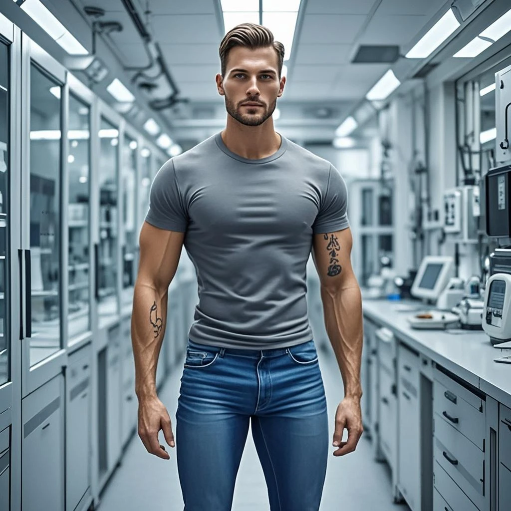 Create an image of Henry Cavill in a newsroom. He is completely naked with glasses.. It's a tie untied around his neck..