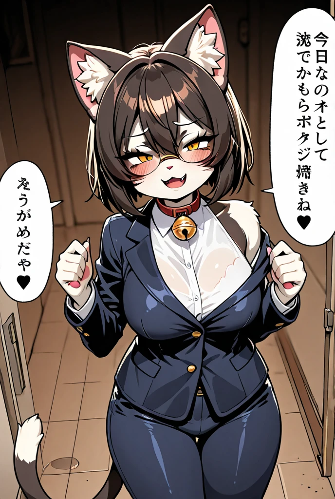 desvistiendose,black fur,big tits,school suit,