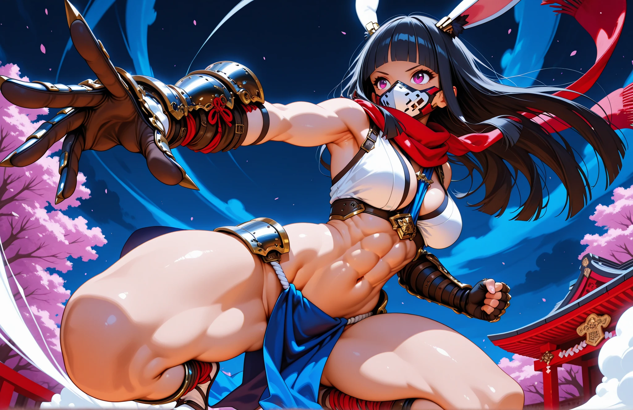 (((red and white checkered pattern))), The most powerful girl on the planet with an aggressive evil dragon outfit, arms with scale textures, fogo saindo dos cabelos longos, dragon claws for hands. Agilidade, pose de lutadora, expression of hatred on the face, melhor qualidade, high resolution, action pose, corpo inteiro