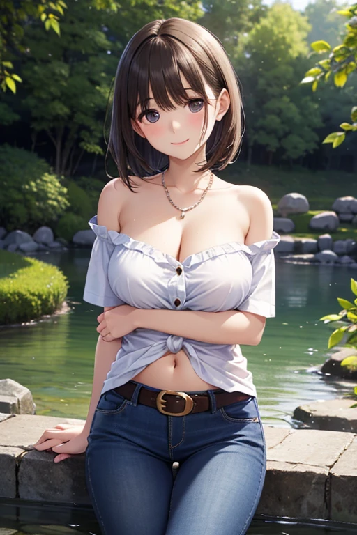 (close-up:1.1), horny, skinny body type, large breast size, sitting on couch, spreading legs apart, (looking at viewer:1.3) BREAK wearing salmon mesh panties and chocolate mesh distressed jeans, large breast, (cleavage:1.2) BREAK (violet honeycomb locs hair:1.2) BREAK botanical garden in background, beautiful atmosphere