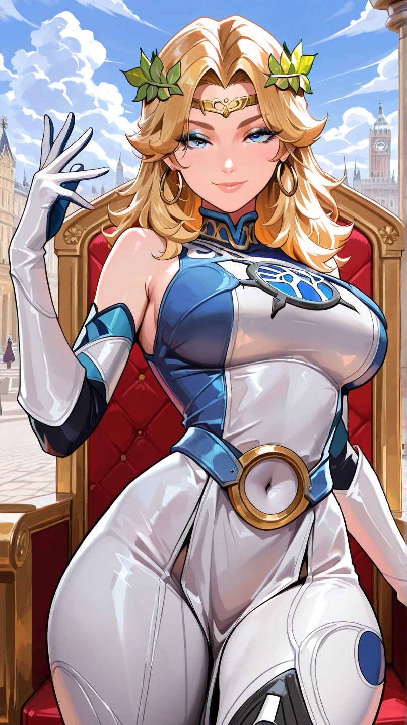 female, golden white short hair, blue eyes, (((1girl))), (((sexy lion costume))), (black heeled boots), (golden yellow stockings), cute and sexy, full body, large breasts, long legs, smiling