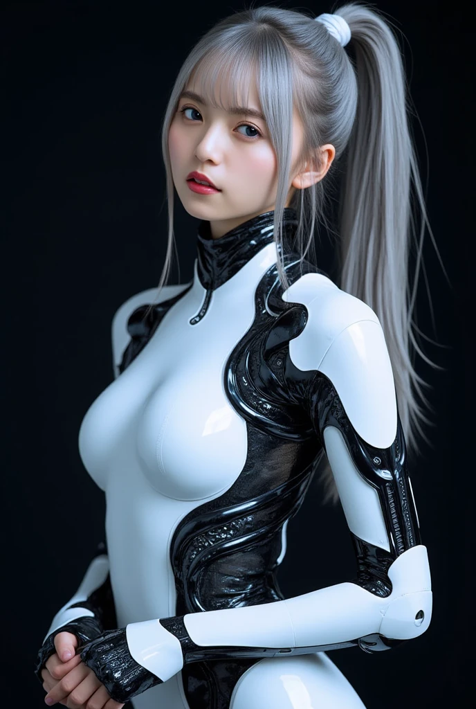 25 year old colossus style woman,(((A woman with a mechanized body))), slime, Dynamic Posedium: 1.3), (realistic:1.5), (realistic:1.4), 8k, Super detailed beautiful girl, 1 girl, (a sunny day:1.5), intricate body details, (short: 1.3), (highest quality: 1.0), (Super high sharpness: 1.0), (Silvery hair:1.4),(Beautiful and detailed eye depiction), unreal engine:1.4, photorealistic:1.4, skin texture:1.4, master piece:1.8, highest quality at best, (Wearing a communication headset)