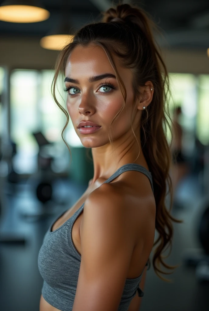 20 year younger gym girl with gym dress gym background images portrait size in blue eyes