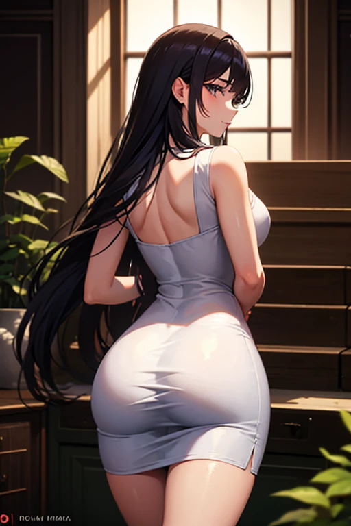 ((mejor calidad)), ((Obra maestra)), (detallado), cara perfecta, Joven de cabello negro largo y lacio, ojos rojos, pale skin, asian factions, 19 years, esbelta, busto mediano, bonitas curvas, estilo anime, elegante, only character in the image, sleeping time, red eyes,, waiting for you, cute face, sexy, black hair, nightgown, cute ass, lingerie, chained