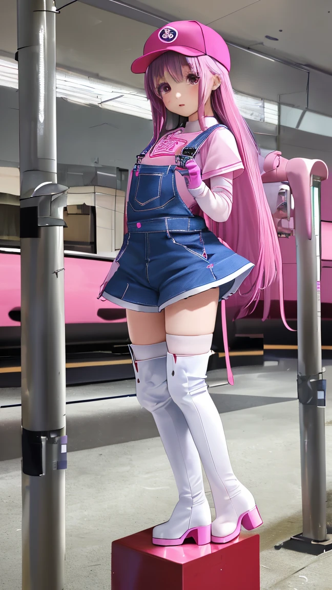 1girl, big ass, heart, hetero, long hair, very large massive penis, veins, veins penis, pink hair, on the train, uniform, skirt, covered nipples, small stockings, small cute thong, spread legs