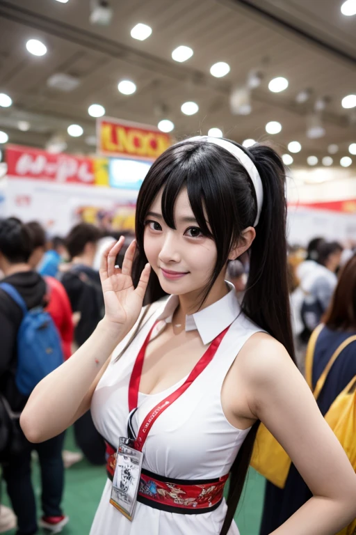 Best-quality, Masterpiece, Ultra-High-Resolution, (Photorealistic:1.4), Raw-Photo, 1girl, the most famous Japanese idol, wearing costume like punk-rockers, extremely cute face like the most popular Japanese idol, extremely beautiful big-blackeyes, extremely beautiful hair, hairstyle like punk-rockers, extremely beautiful skins