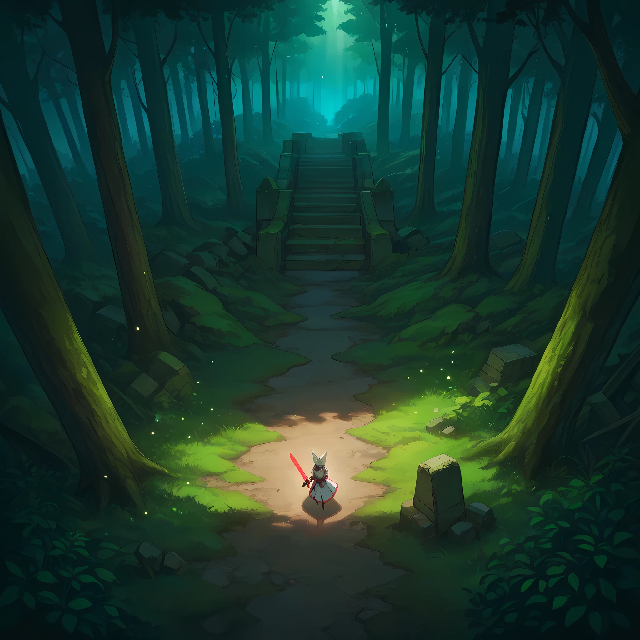 Extreme wide shot, high angle ((masterpiece, best quality, ultra realistic, rich facial details, rich scenery details, full HD, 8k):1.2), cinematic composition, DSLR 85mm lens, shallow depth of field, volumetric light:1.05, god rays:1.05, firelight:1.2, ambient light:1.05, glow:1.2, lens flare:1.2, {Elphelt Valentine from Guilty Gear}(a female knight standing in a foggy enchanted forest, holding a glowing sword, moss-covered ruins behind her), detailed textures, bokeh, atmospheric haze.