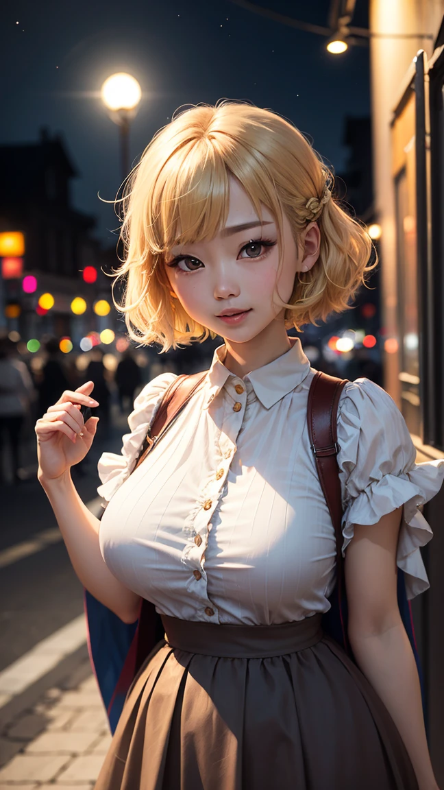 Very crowded Disneyland、night、blonde、short hair、Big Tits、White semen dripping from、Sensual、The most intense sexual orgasm、Minnie Mouse