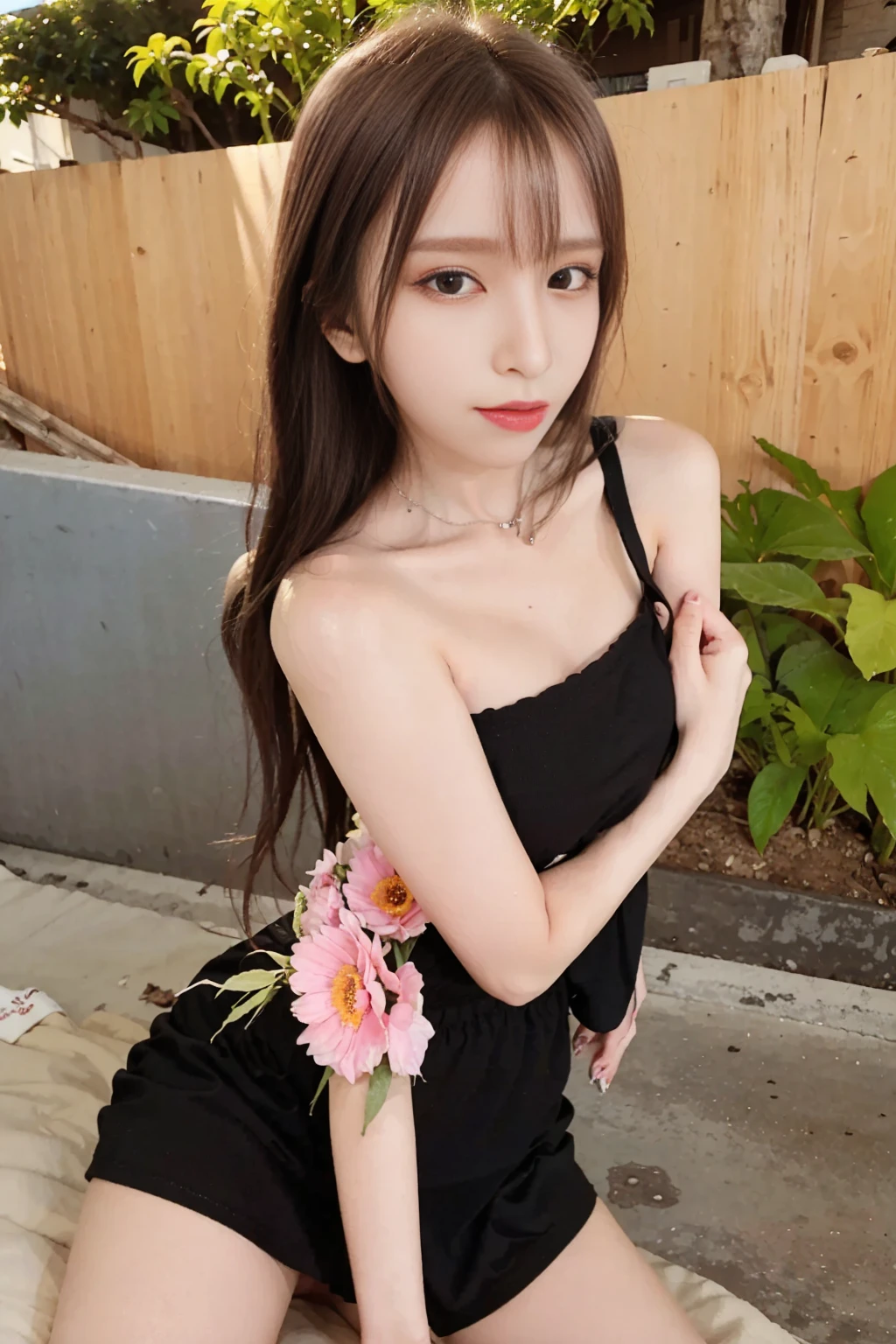 Woman with room,Long hair realistic,Japan idol,vibrant images,tmasterpiece,(best qualtiy:1.2),Hyper-detailing,realisticlying,k hd,high qulity,cinematric light,Ray traching,超高分辨率,hyper HD,(realisticlying:1.5),Feather fabric sexy nightwear,Complicated details,Detailed textures,finely detailled,High quality shadows