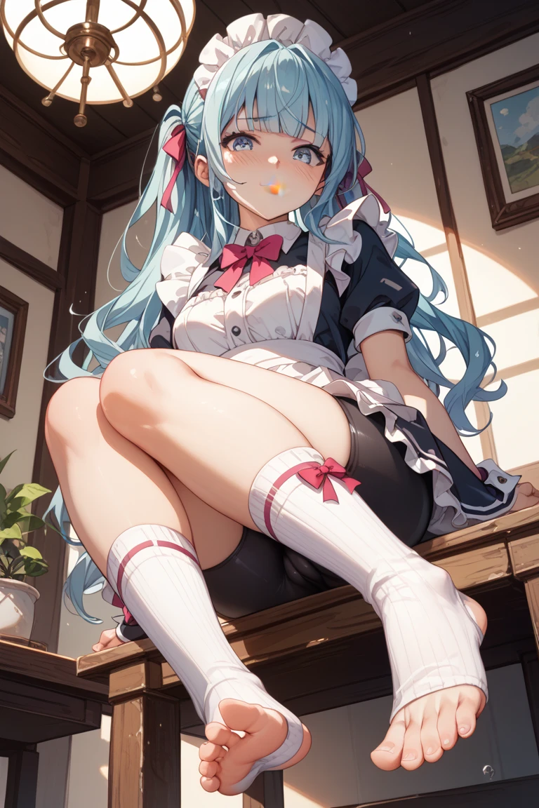 best qualityer，tmasterpiece，Ultimate resolution，downy，Extremely colorful，Colorful，Big high school girl，Lolita long dress， white stockings，sandals，Normal posture，closeup of face