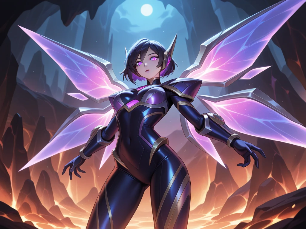 1girl, kai'sa, void wing, weapon, league of legends, at the beach, sand, sea, ocean, sexy, hot, anatomy, loish, artstation, 4k
