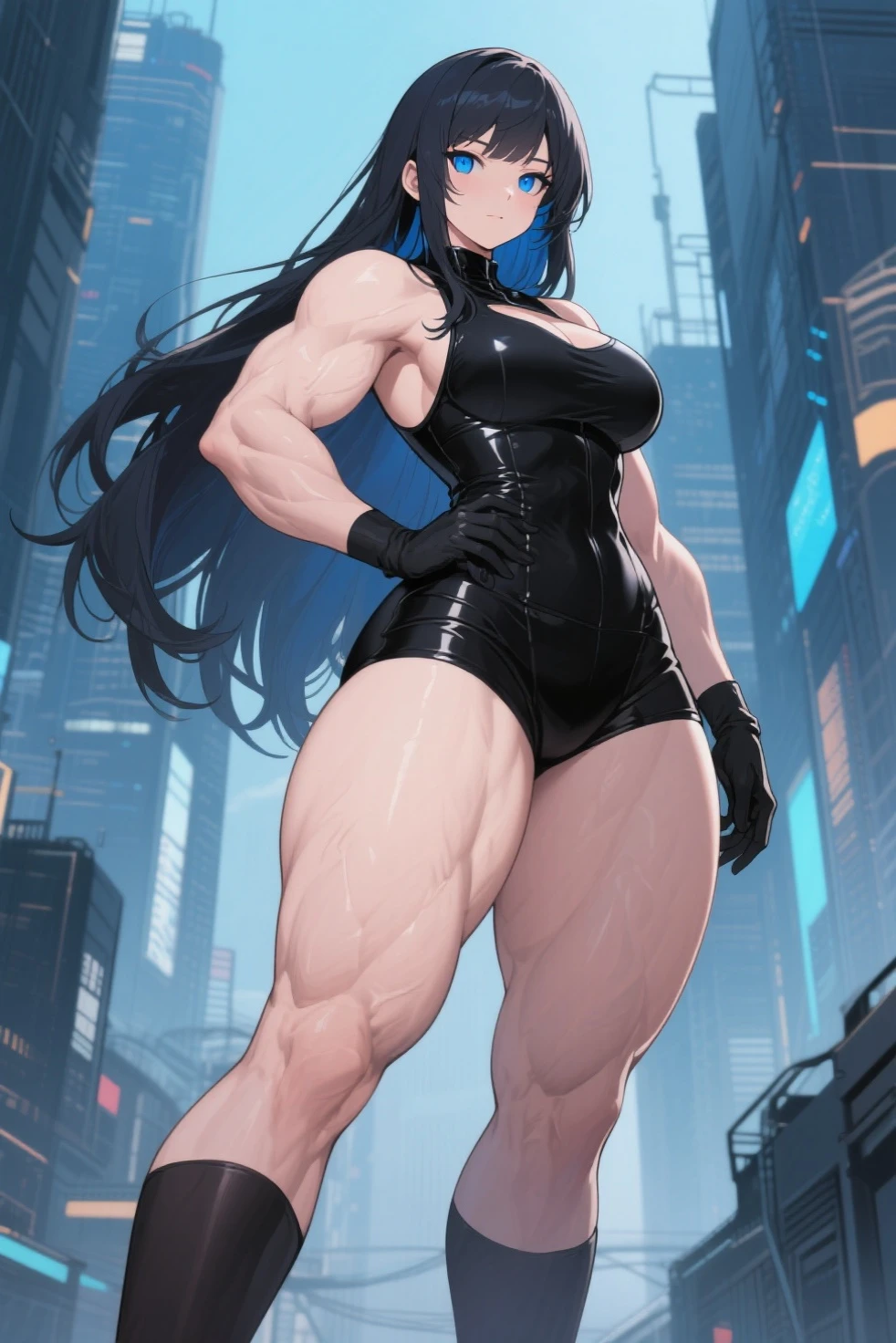 (BEST lighting) , (ultra intricately detailed) , 4K unification, (super-detailed CG: 1.2) , (8K: 1.2),(Original), (Masterpiece) , (Best quality),(Masterpiece:1.4),Anime-ish high quality,(Masterpiece),Masterpiece, Super clear picture quality，Clearer than movies，（Fine face）Best quality, absurderes,((masterpeace, 4K, 8K, Yes, A high resolution))1girll, schoolgirls，She is in the city of the future，cyber punk perssonage，motorbiker，Wear a helmet and headphones，Tech motorcycles，Ten strong abs，standing on your feet,Exposing the abdomen，There are bulges of dense veins on the arms，Spring, Perfect figure, Long silver hair, Dynamic pose,Legs exposed，Strong leg muscles ((body builder:1.5)city in the style of cyberpunk，Bustling，space ship(Beautiful bace),(Girl),(Female),(((Upper body:1)))