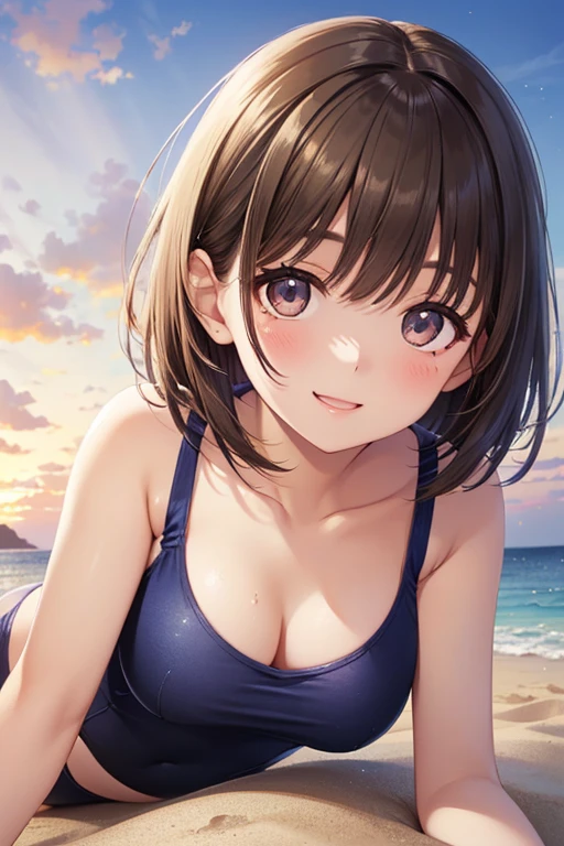 (最high quality,4K,8k,High resolution,masterpiece:1.2), ((最high quality)), ((masterpiece)), (detailed), (((Perfect Face))),Cowboy Shot ,超detailed,
katou megumi、Shiny brown hair, short hair, Beautiful brown eyes、smile、Sparkling eyes, (Fine grain)、超detailedな目、非常にdetailedな顔, 非常にdetailedな目,
(((masterpiece、High resolution、high quality、delicate、Ultra-High resolution、8k)))1 female、Thick lips、Glowing Skin、Micro Bikini、break,Ocean、Beach、Water Drop、rainbow、evening、sunset