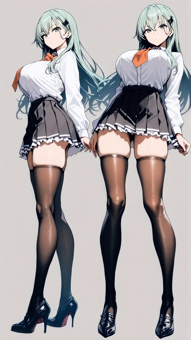 ((Biologically correct number of limbs))、4K、masterpiece、((focus on the face))、((symmetrical facial features))、Eyes with detailed description、Beautiful woman、Outstanding style、beautiful hands、nice legs、beautiful hands、(small ass、thin hips)、Detailed image of faces、(shirt、skirt、((Tifa Lockhart))、high heels、stockings)、face close up、Background - morning park.、
