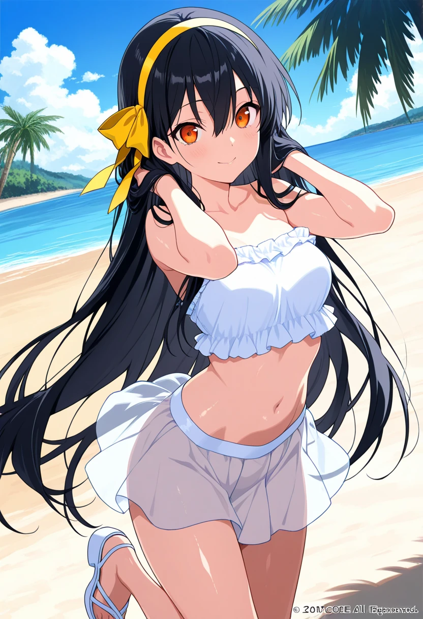 (Masterpiece、Highest quality、Very detailed、4K)、One Woman、17 years old、Black Hair、Long Hair、(((gamma)))、chest、Beautiful arms、Beautiful thighs、(((Swimwear)))