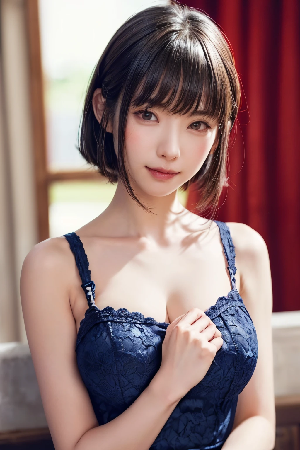 masterpiece, top quality, best quality, beautiful and aesthetic, ultra-detailed, intricate details, amazing illustration, atmospheric,
BREAK,
(1 woman, solo:1.5),
BREAK,
(light brown bob hair:1.2),beautiful eyes,blue eyes,Medium large breasts,
BREAK,
(indigo bra:1.5),
BREAK,
(combing my hair:1.3),voluptuous pose,
BREAK,
(blush:1.1),(smile:1.2),open mouth,close eyes,
BREAK,
(upper body:1.3),(close up cleavage:1.2),
BREAK,
BREAK,
( (pale:1.2) vibrant colors:1.2),(realistic:1.1),(Transparent color:1.2),(glossy colors:1.2),(whitye background:1.7),