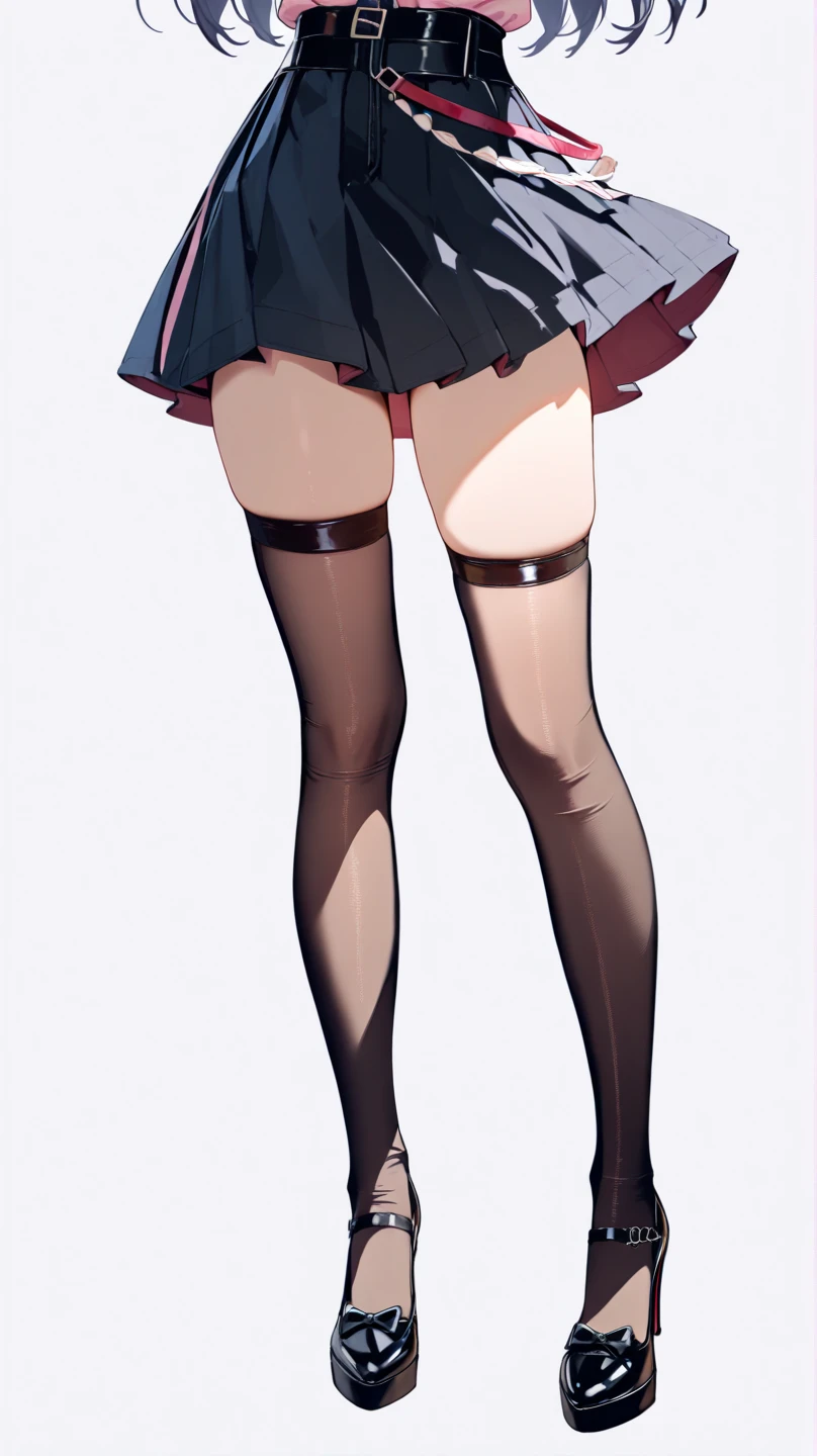 highest quality、NSFW、black lace panties、black knee socks、thin legs