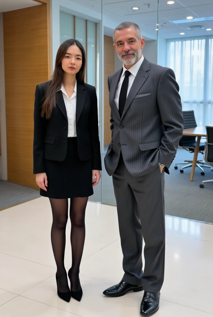 best quality, masterpiece, ,Wide-Angle, 85mm, masterpiece, UHD, anatomically correct, super detail, high quality, award winning, 1080P, HD, 16k, ((masterpiece)), best quality, 8K, HDR , 18 years old girl , naked , standing next to 50 years old grandpa wearing suit , at the pub , they look each other .