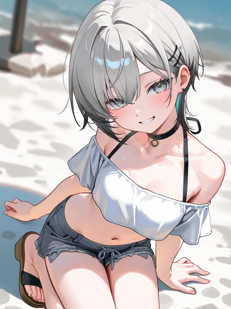 ((highest quality)), ((masterpiece)), (Cute Girl), (multiple girls:1.8), cute girls are sexy posing for a camera outdoors in the water, shirtをつかむ, stand side by side, perfect face, lewd smile, (open your mouth and laugh:1.3), shy look, (Precise fingers:1.3), hair band, headband, hair bobbles, blouse, shirt, I can see my underwear, (pastel colored underwear), high definition eyes, precise eyes, (high definition eyes:1.8), (high definition finger 1.8), light smile, small breasts, flat chest, breasts, realistic, 4 years old, 5 years old, 6 years old, 7 years old, knee socks, short skirt, Asian, Westerner, silver hair, brown hair, blond hair, navel, jewelry, looking at viewer, necklace, water, small breasts, wet, long hair, short hair, abs, NFSW, exposed breast, nipple, nude, sexy pose, hot, lewd, seductive