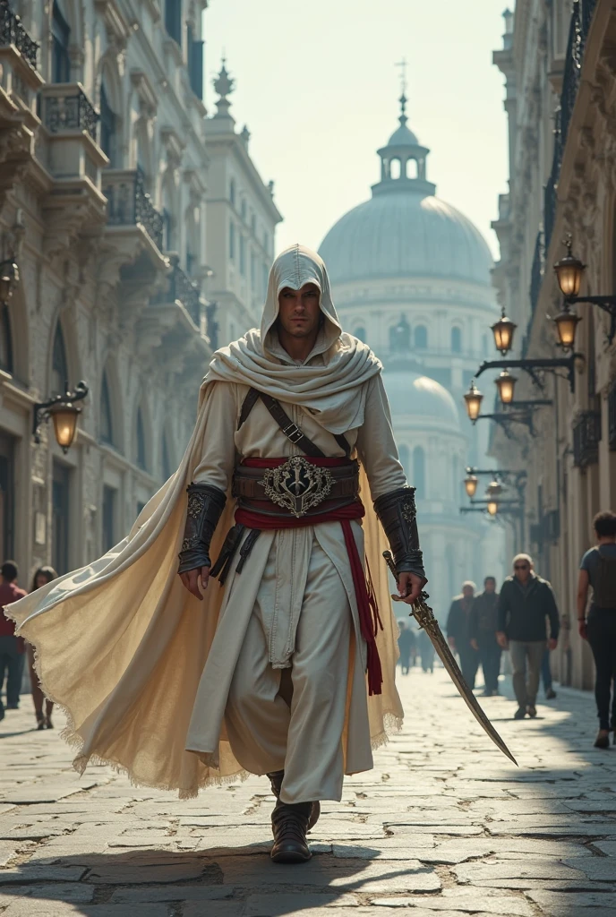jason statham wearing an assassin's creed suit.