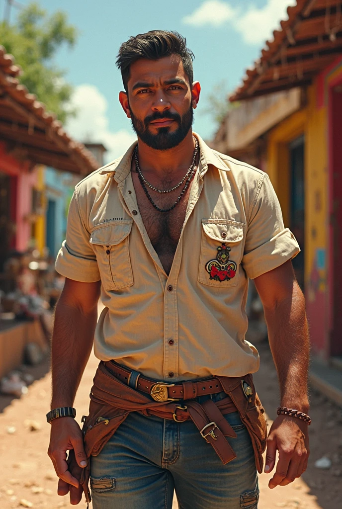 crie a imagem de um homem bebendo licor vestido de caipira