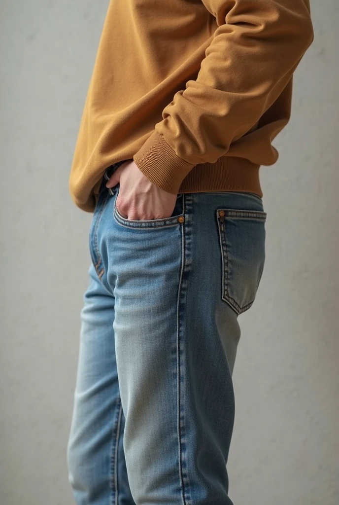image of men holding his visible wet crotch on his trouser
