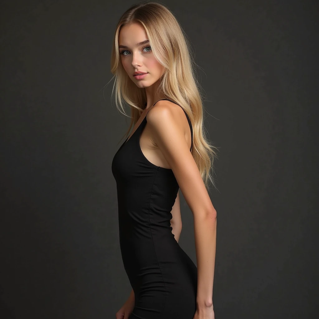 (((show off nipples))), ((small nipples)), ultra detailed, best quality, very aesthetic, 1girl, finely detailed beautiful face, ((naughty face)), (((((smaller face))))), ((catch light)), downturned eyes, ((curvy)), (((Muscular))), ((skeleton straight)), (((((Broad-shouldered))))), (leggy), ((small hip)), (((looking back))), (full body), ((blond hair)), ((swept bangs)), Flipped out hair, middium hair, headband, black see-throwgh tight dress, micro mini tight skirt, 