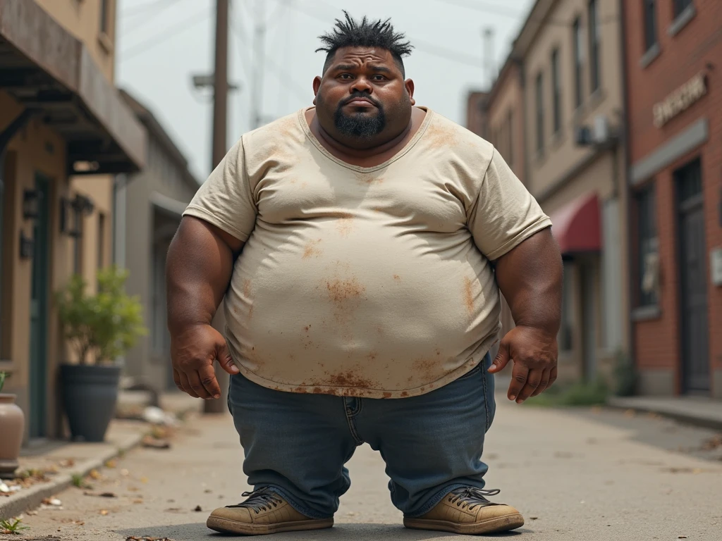 Ugly poor fat black man