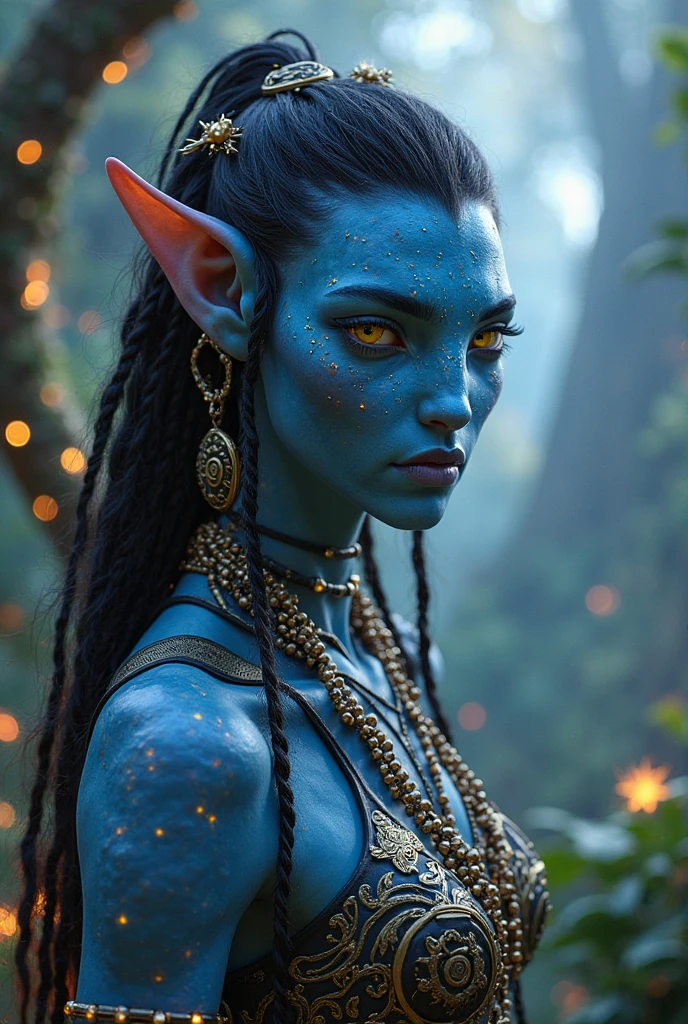 creates horrifying beings, of many colors and with bleeding pigmentation, which takes place in a river next to a forest with dense Sphalerite fog, all in 4k definition,full body length,opal girl,ogre ,pretty face,eyebrow up,full body shot,ominous Cleavelandite landscape,niobium gray atmosphere,by art Simon Stalenhag,Nicola Samori,(((Wangechi Mutu))),prime colors,urban,extremely detailed,masterpiece,intricate details,faded,eyes extremely detailed, high detailed eyes,4k resolution,RAW, Nikon Z9,scary village,hunter,goblin,Stone Forest in Yunnan Province of China,Zhangjiajie National Forest Park of China,Generate an image of a close up a creature with a spectral and ghostly appearance. Her skin is pale, almost translucent. His eyes shine with a bluish glow, and he wears dark, torn clothes that float around him, as if permeated by an aura of mourning. Its appearance is complemented by details such as chains, symbols of mourning, and gothic elements, further emphasizing its dark air. It is portrayed as a haunted and tormented entity.