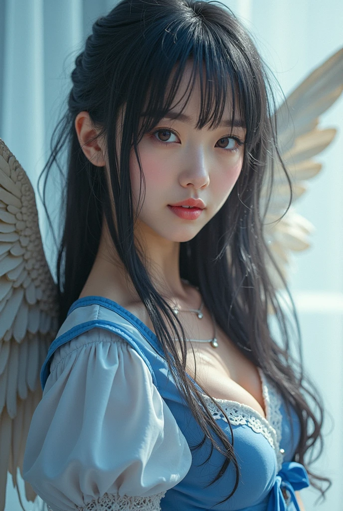 Ultra-detailed complex 3D rendering of the face, (big breasts: 8.8), (masterpiece, top quality, octane rendering, 8K), glamour shot full body image, cleavage, (very detailed skin: 1.2), (exposure: 1.1), (blonde))), ((minuscule gold micro bikini: 1.9)), beautiful Caucasian woman with white skin with full soft breasts with big buttocks, one, long braided hair, Big breasts, dynamic angle, mystical expression, ultra-realistic photo, (((((portrait)))), bare feet, futuristic city background, facial muscles, detailed and beautiful queen tiara, in the style of Marvel Comics, clear focus, studio photography, intricate detail, highly detailed, detailed yellow eyes, sharp focus, digital rendering, professional, abs, (( (sexy pose))), natural jungle, lightly open mouth, mansuji, open crotch, seductive look, angel ring, detailed and beautiful angel wings, clean mouth, light particles, anatomically correct, crotch, legs open in a V shape, huge pink areola, areola comes out,