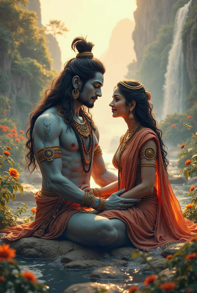 Create the image lord shiva and parvati 