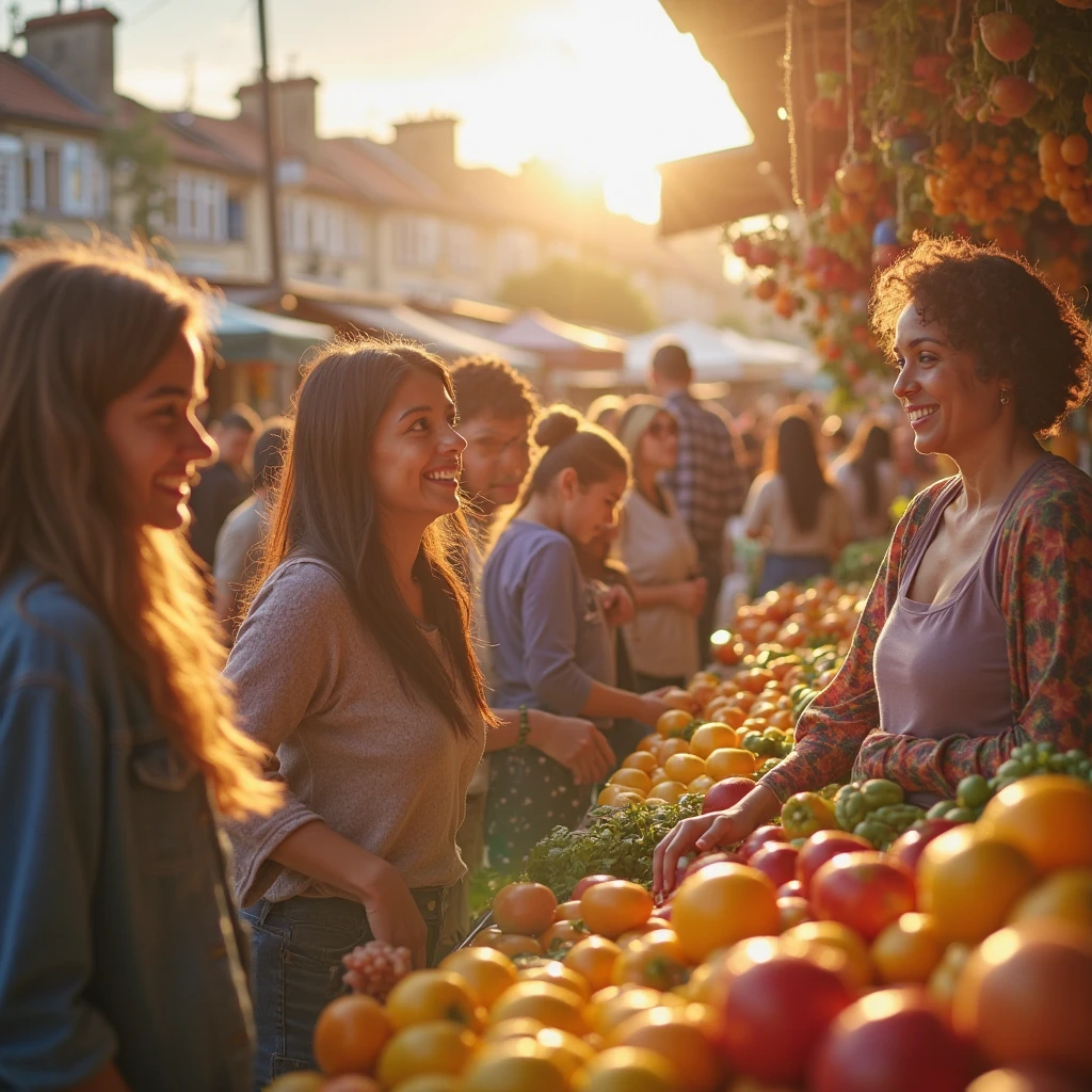 To listen to the happy guava and apple vendor's speech and take the guava from the child and together with a in 4k quality