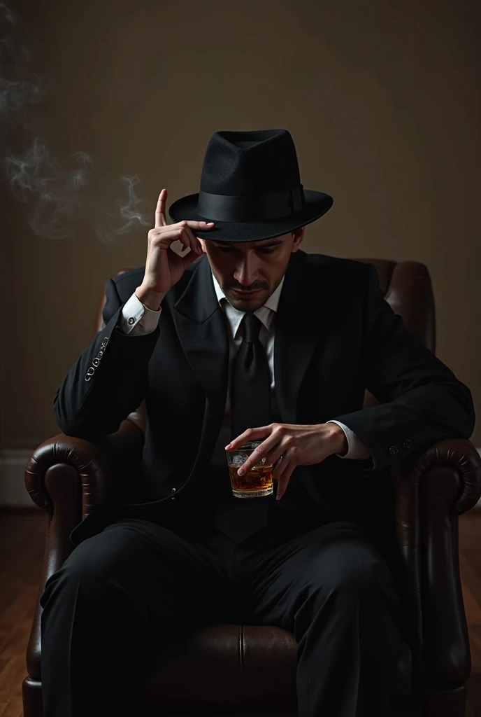 logo pour guitatiste, sombre avec cigarette et whisky