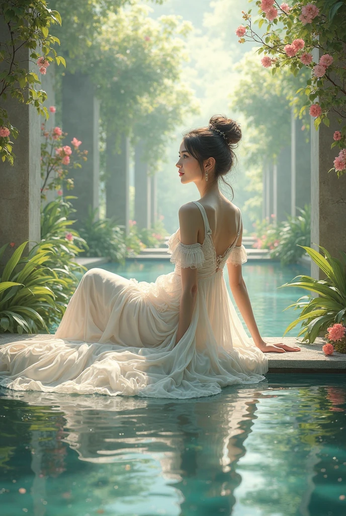 Sexy Big Boobs On Bridge Looking At Water 