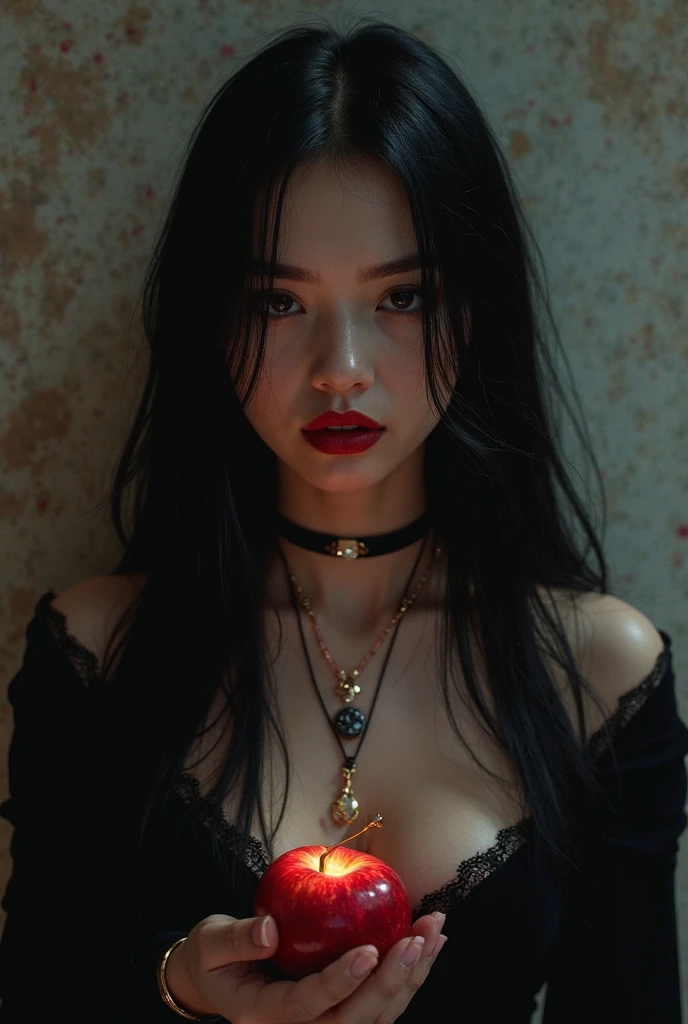 goth girl sexy, skulls and lit candles around and in the background, nude, porn, sexy, naked
