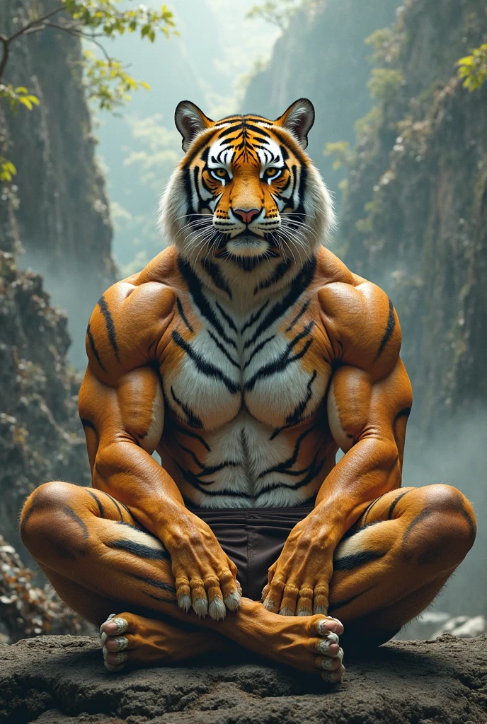 e621, species:tiger, anthro, male, sitting backview, looking towards the sunset,