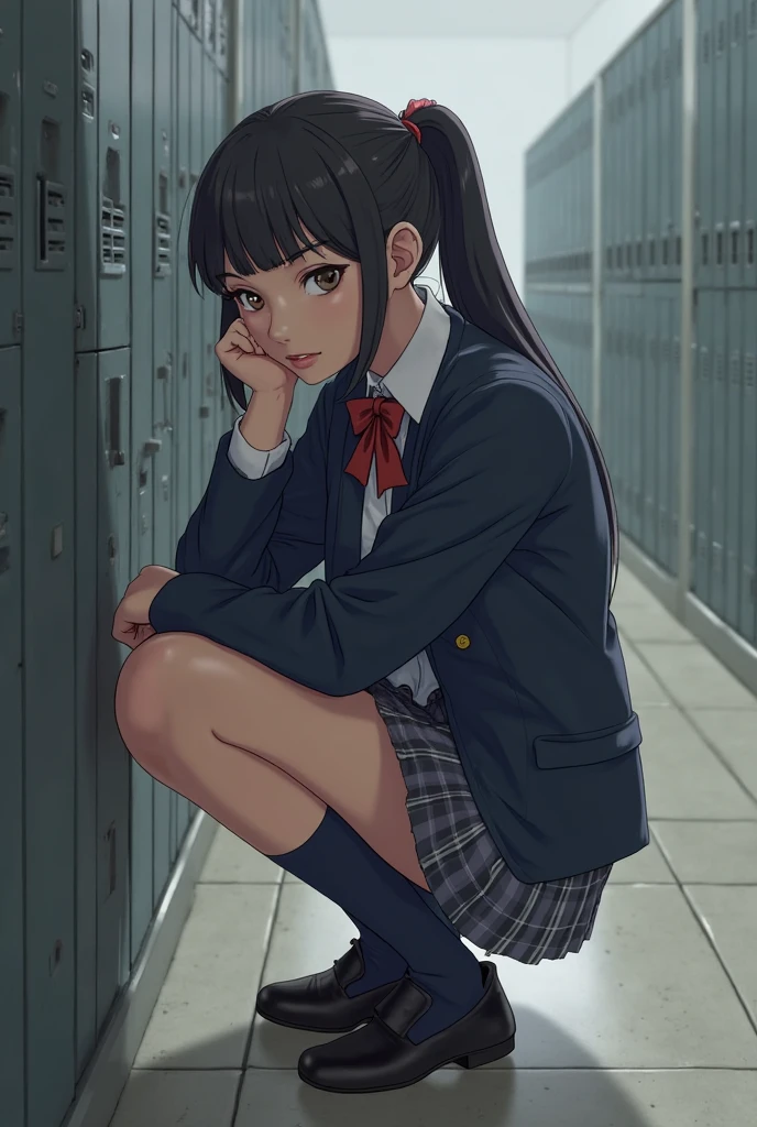 squatting down,front,from below,black hair,straight hair,black skirt,blazer,ribbon,socks,School,Library,Super high quality,masterpiece,super high quality,ultra high resolution,Highest image quality,superlative,highest quality,highest resolution,high quality,beautiful,beautiful,High quality,realな質感,real,8K,Fine-grained,