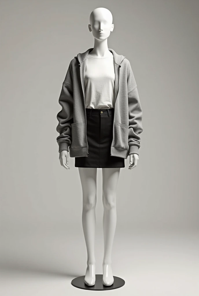 Full body photo of Chinese female model，Wear a comfortable sweatshirt，Stand in front of a white background，portrait photo of an，The Canon EOS R5 camera with a standard lens shoots from a low angle，Capture the model's entire outfit，Show her height of 165。