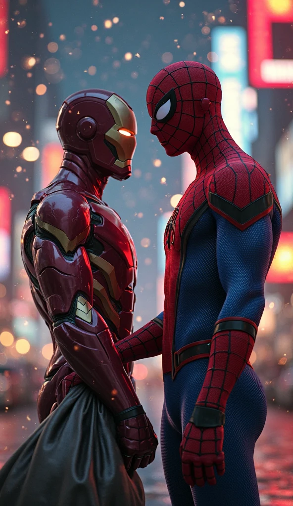 Ten images with a mix of Spider-Man and Iron Man with the Infinity Stones