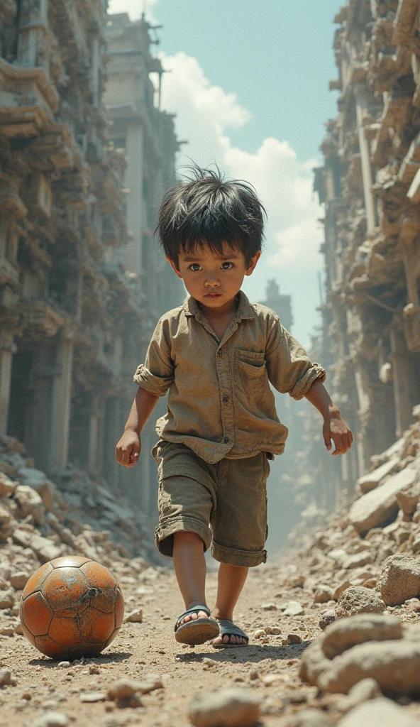 Make a picture of a slum boy
