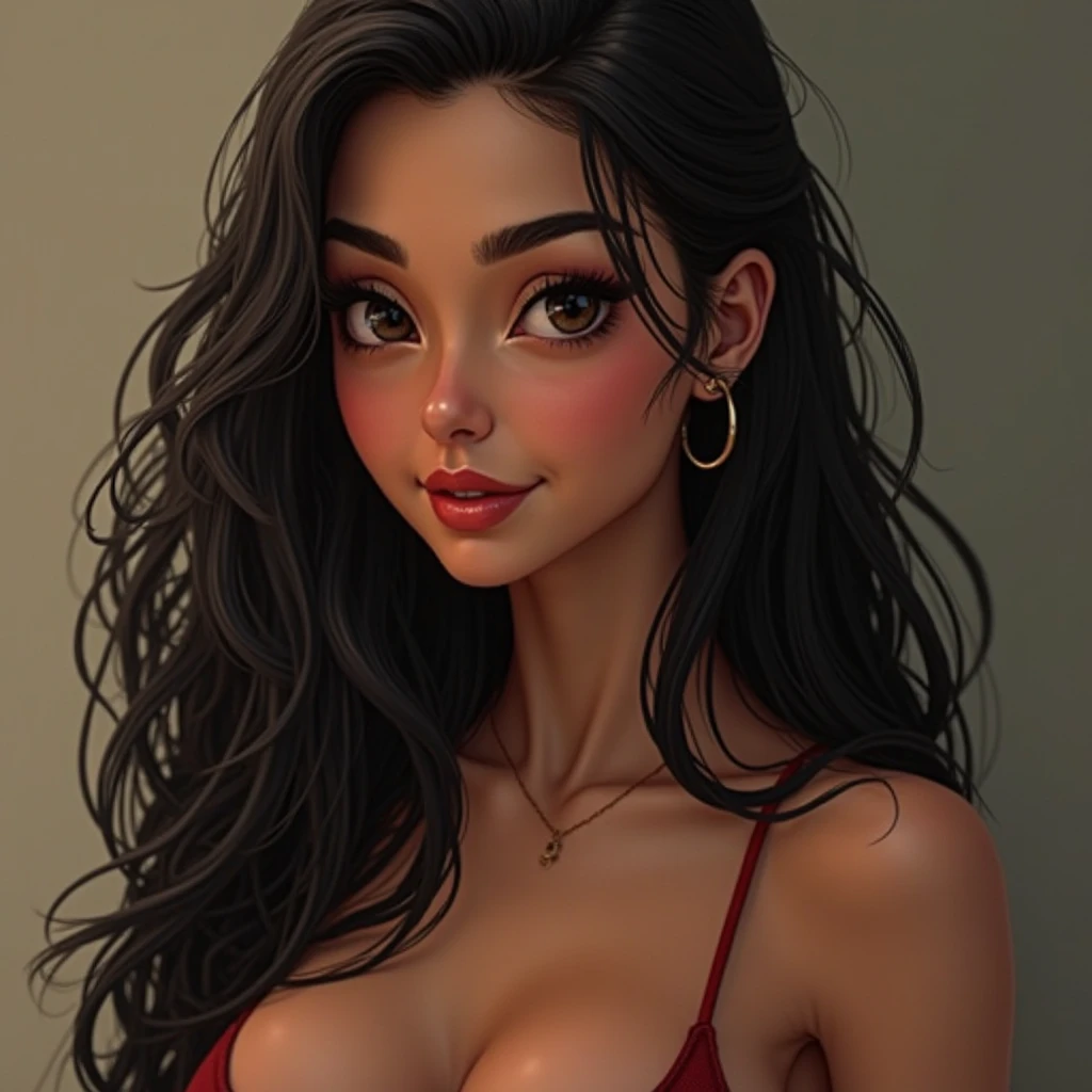 there is a woman with a heart on her chest, pixel art by Daryush Shokof, featured on reddit, pixel art, provocative indian, indian girl with brown skin, topless, small breasts, wearing bra, indian, beads cross onbare chest, sexy girl with dark complexion, heart emblem on chest, sie boob, she is smiling and excited