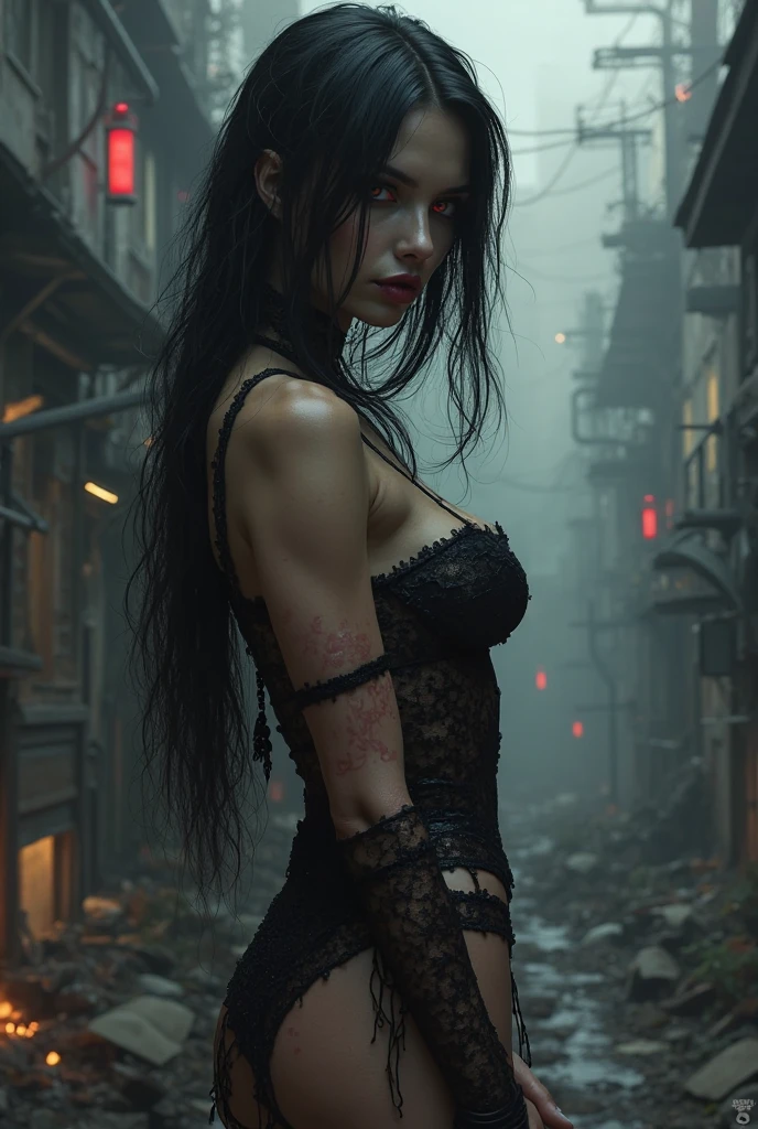 (torso of a young woman), (best quality,4k,8k,highres,masterpiece:1.2),ultra-detailed,(realistic,photorealistic,photo-realistic:1.37),dark fantasy,street scene,unfamiliar environment,detailed buildings,ominous atmosphere,mysterious creatures,horrifying presence,unsettling,shadowy figures,intense darkness,young girl,long hair,innocent face,vulnerable position,hopeless situation,distressed expression,starry sky,dimly lit street lamps,dark colors,overgrown plants,quirky architecture,strange symbols,haunting shadows,abandoned feel,loneliness,magic in the air,creepy atmosphere,enchanted surroundings,gothic elements,otherworldly aura,dramatic composition,contrasting light and shadow,foreboding,uncertainty, bright weather, sunny day, brigth ambiences, light everywhere, ????, exposed woman, ????? woman, ???? ?????
