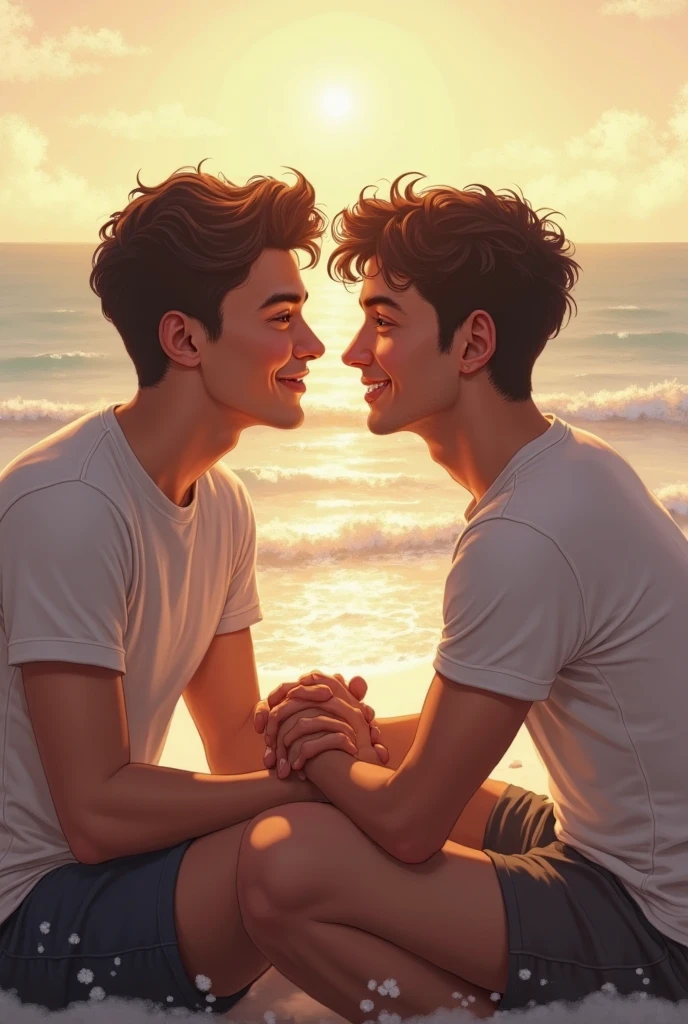 gay couple age 22 and 28 looking at sky and resting on each other 