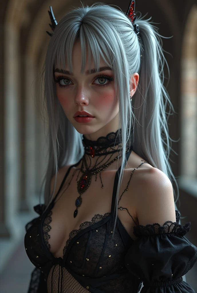 ((Realistic lighting, best quality, 8K, Masterpiece: 1.5)), Focus: 1.3, 1 Girl, Perfect Beauty: 1.3, Slim Abs: 1.1, ((White Hair,: 1.3)), Fine Eyes, Double Eyelids, Sexy Seductive Pose --auto --s2