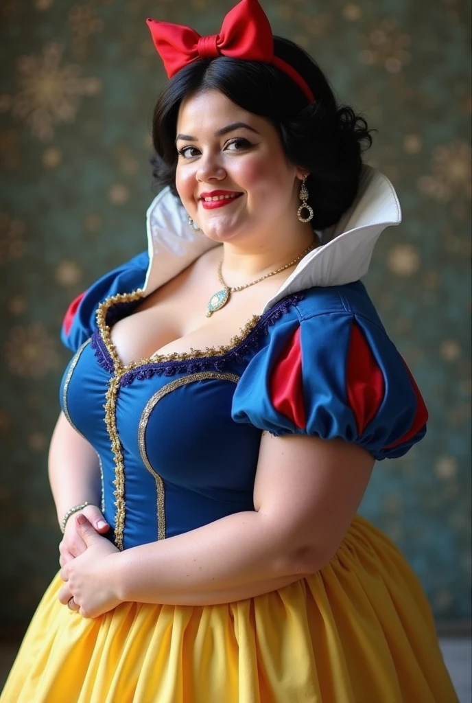 gluttony super obesity snow white princess, proper dressed, cinematic photographic, super detailed, UHD