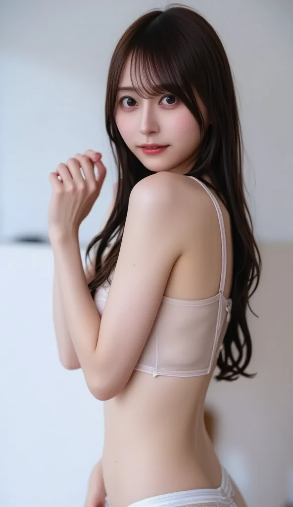 ((Best image quality)、Korean 20 years old、shower cabinet, NFSW, high resolution, Natural and smooth implementation, head and body balance、perfect body beauty:1.4、slim、thin legs、((dark brown hair、very :1.2)), very 상세한 얼굴 및 피부 질감、eye for detail、shy smile、with legs spread、Breasts completely covered with underwear , lighting areola、angle from front、top quality、reality、open crotch、cute appearance、small ass、small breasts、K-pop makeup、embarrassed expression、thin 허리, White and clear skin, cute naked body, thin, almost naked, lace see through underwear, high recall, wet body and head, wetness, wet underwear