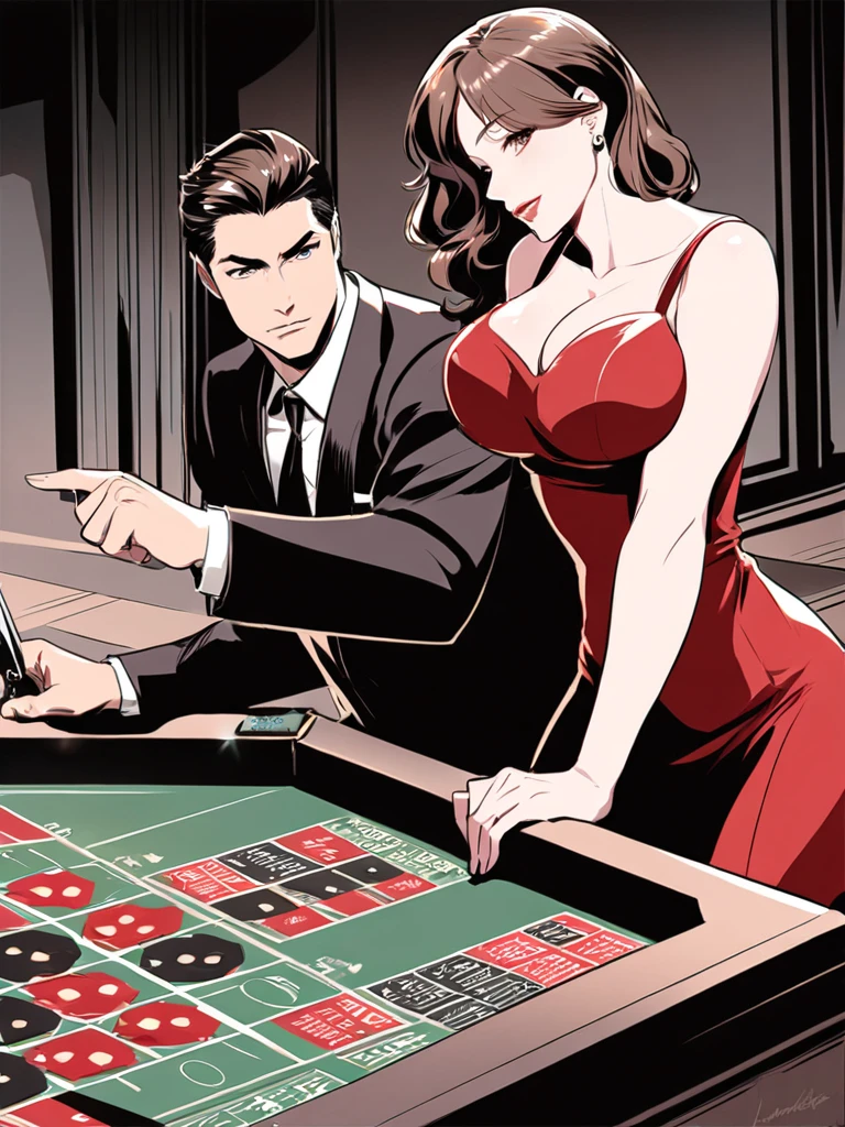 art by daniela uhlig, art by bob byerson,
masterpiece, best quality, people in a busy casino, shot on gopro, female spy in a casino, colorful evening wear, holding a dart gun and a playing card, exciting, evocative